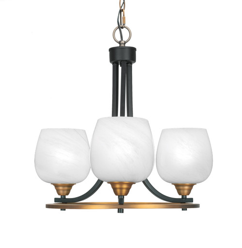 Toltec Lighting - 3403-MBBR-4811 - Three Light Chandelier - Paramount - Matte Black & Brass