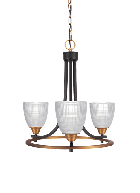 Toltec Lighting - 3403-MBBR-500 - Three Light Chandelier - Paramount - Matte Black & Brass