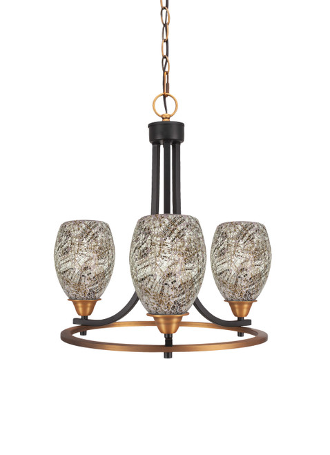 Toltec Lighting - 3403-MBBR-5054 - Three Light Chandelier - Paramount - Matte Black & Brass
