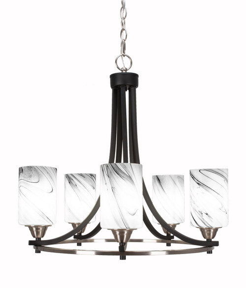 Toltec Lighting - 3405-MBBN-3009 - Five Light Chandelier - Paramount - Matte Black & Brushed Nickel