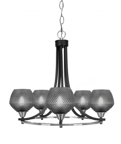 Toltec Lighting - 3405-MBBN-4622 - Five Light Chandelier - Paramount - Matte Black & Brushed Nickel