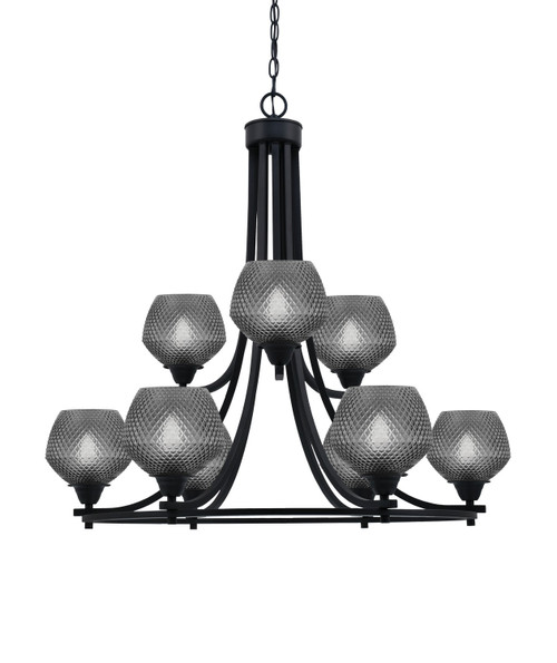Toltec Lighting - 3409-MB-4622 - Nine Light Chandelier - Paramount - Matte Black