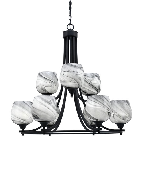 Toltec Lighting - 3409-MB-4819 - Nine Light Chandelier - Paramount - Matte Black