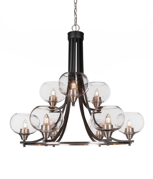 Toltec Lighting - 3409-MBBN-202 - Nine Light Chandelier - Paramount - Matte Black & Brushed Nickel