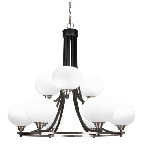 Toltec Lighting - 3409-MBBN-212 - Nine Light Chandelier - Paramount - Matte Black & Brushed Nickel