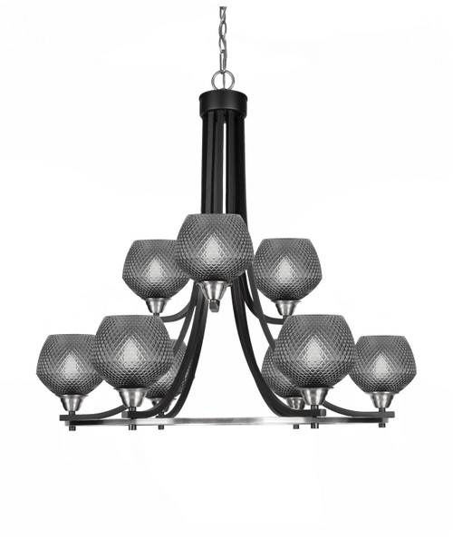 Toltec Lighting - 3409-MBBN-4622 - Nine Light Chandelier - Paramount - Matte Black & Brushed Nickel