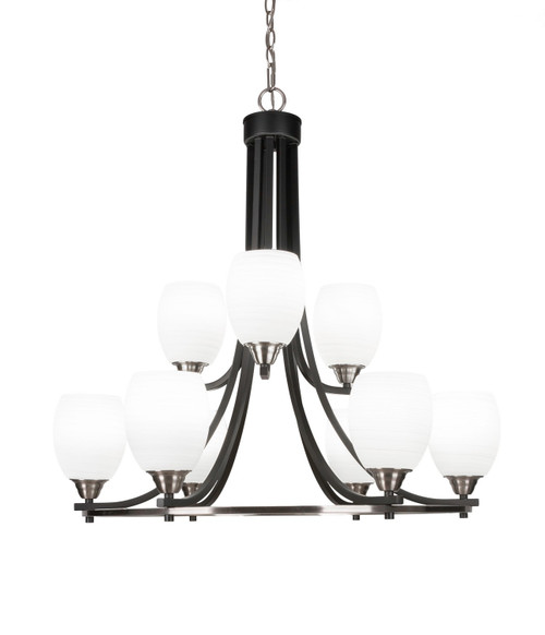 Toltec Lighting - 3409-MBBN-615 - Nine Light Chandelier - Paramount - Matte Black & Brushed Nickel