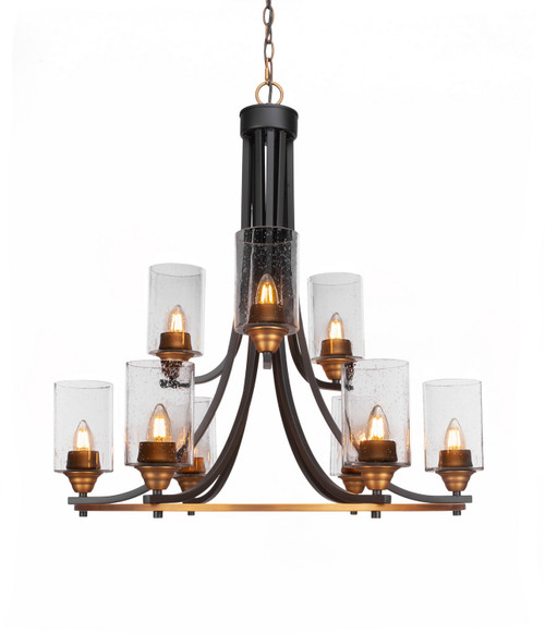 Toltec Lighting - 3409-MBBR-300 - Nine Light Chandelier - Paramount - Matte Black & Brass