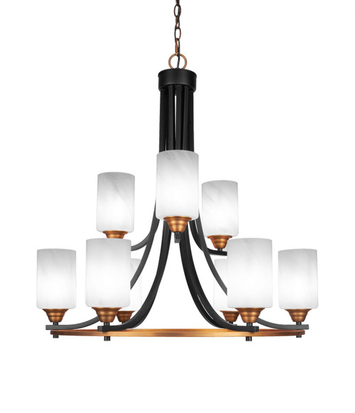 Toltec Lighting - 3409-MBBR-3001 - Nine Light Chandelier - Paramount - Matte Black & Brass