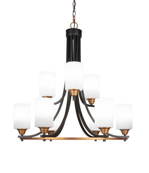 Toltec Lighting - 3409-MBBR-310 - Nine Light Chandelier - Paramount - Matte Black & Brass