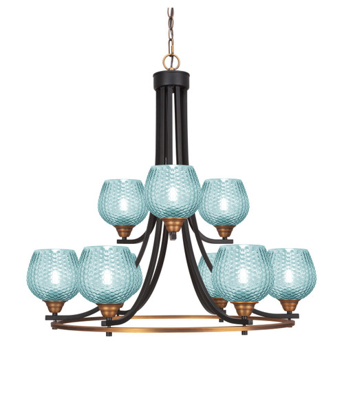 Toltec Lighting - 3409-MBBR-4605 - Nine Light Chandelier - Paramount - Matte Black & Brass