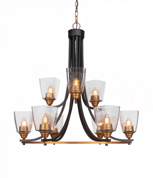Toltec Lighting - 3409-MBBR-461 - Nine Light Chandelier - Paramount - Matte Black & Brass