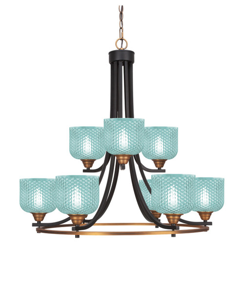 Toltec Lighting - 3409-MBBR-4615 - Nine Light Chandelier - Paramount - Matte Black & Brass