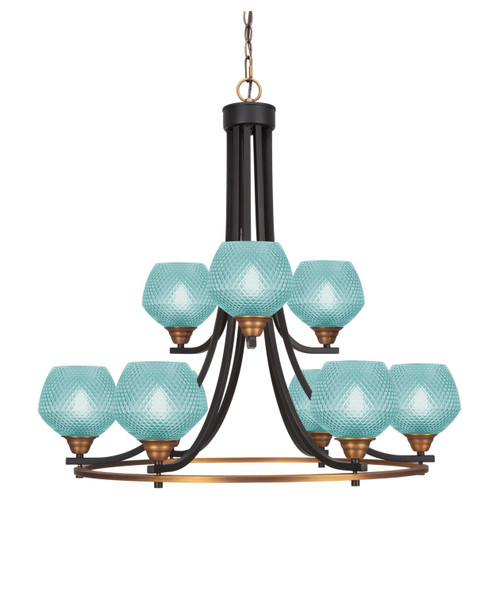 Toltec Lighting - 3409-MBBR-4625 - Nine Light Chandelier - Paramount - Matte Black & Brass
