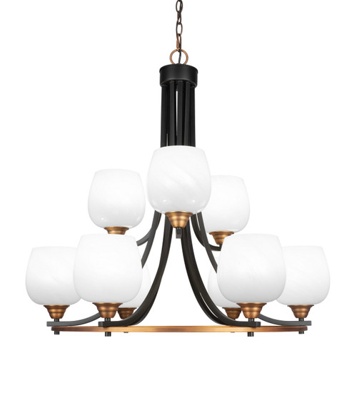 Toltec Lighting - 3409-MBBR-4811 - Nine Light Chandelier - Paramount - Matte Black & Brass