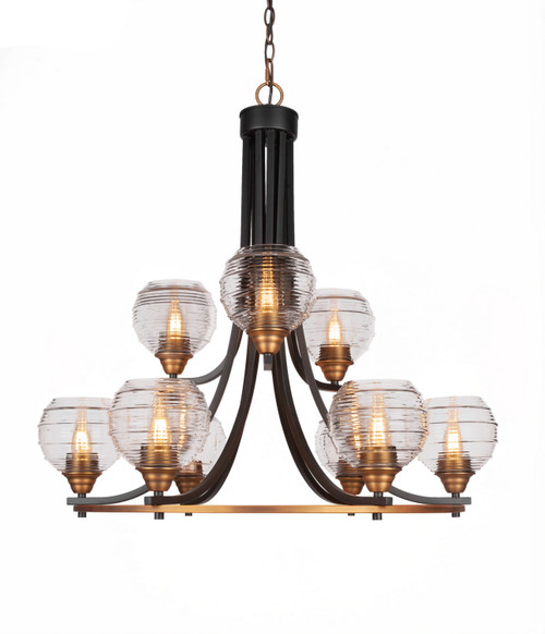 Toltec Lighting - 3409-MBBR-5110 - Nine Light Chandelier - Paramount - Matte Black & Brass