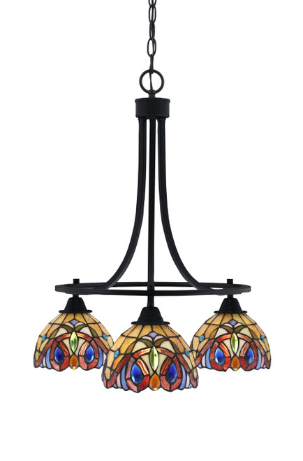 Toltec Lighting - 3413-MB-9445 - Three Light Chandelier - Paramount - Matte Black