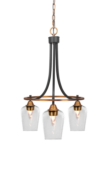 Toltec Lighting - 3413-MBBR-210 - Three Light Chandelier - Paramount - Matte Black & Brass