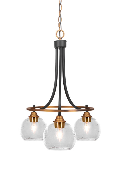 Toltec Lighting - 3413-MBBR-4100 - Three Light Chandelier - Paramount - Matte Black & Brass