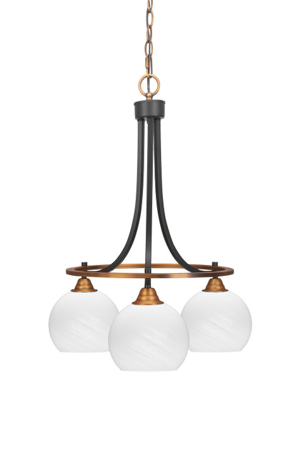 Toltec Lighting - 3413-MBBR-4101 - Three Light Chandelier - Paramount - Matte Black & Brass