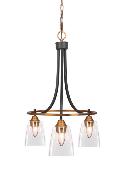Toltec Lighting - 3413-MBBR-461 - Three Light Chandelier - Paramount - Matte Black & Brass