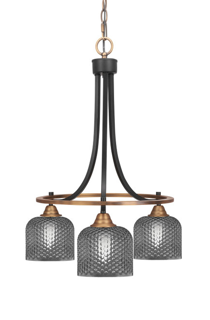 Toltec Lighting - 3413-MBBR-4612 - Three Light Chandelier - Paramount - Matte Black & Brass