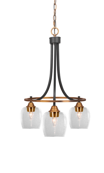 Toltec Lighting - 3413-MBBR-4810 - Three Light Chandelier - Paramount - Matte Black & Brass