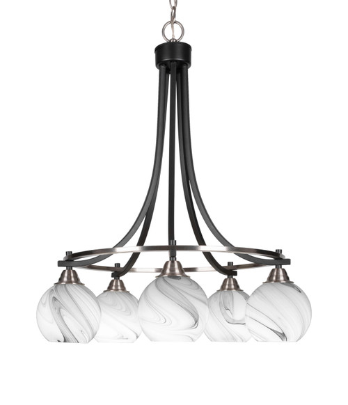 Toltec Lighting - 3415-MBBN-4109 - Five Light Chandelier - Paramount - Matte Black & Brushed Nickel