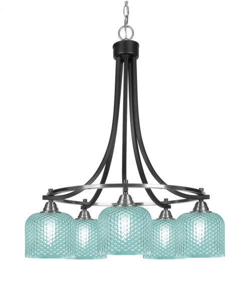 Toltec Lighting - 3415-MBBN-4615 - Five Light Chandelier - Paramount - Matte Black & Brushed Nickel
