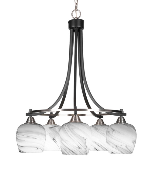Toltec Lighting - 3415-MBBN-4819 - Five Light Chandelier - Paramount - Matte Black & Brushed Nickel