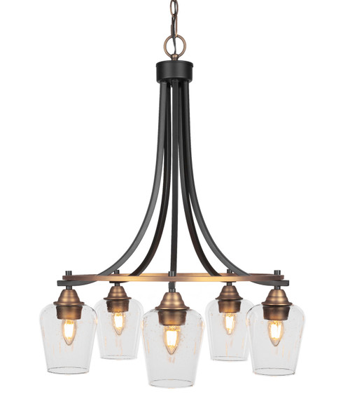 Toltec Lighting - 3415-MBBR-210 - Five Light Chandelier - Paramount - Matte Black & Brass