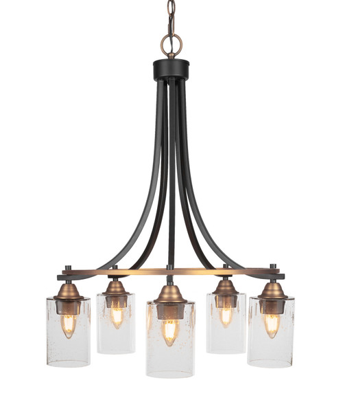 Toltec Lighting - 3415-MBBR-300 - Five Light Chandelier - Paramount - Matte Black & Brass