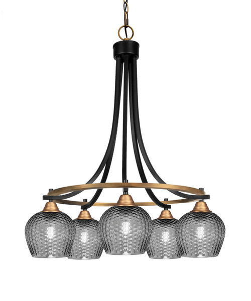 Toltec Lighting - 3415-MBBR-4602 - Five Light Chandelier - Paramount - Matte Black & Brass