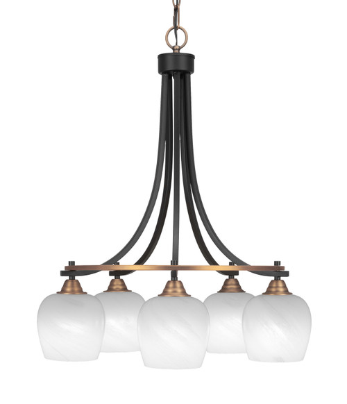 Toltec Lighting - 3415-MBBR-4811 - Five Light Chandelier - Paramount - Matte Black & Brass