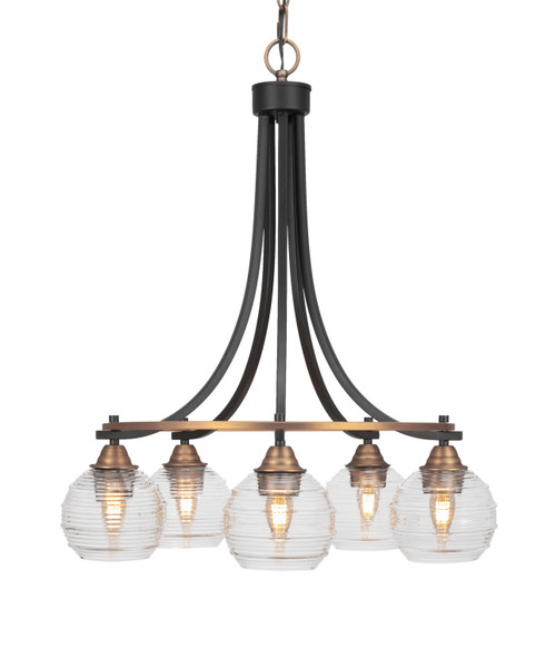 Toltec Lighting - 3415-MBBR-5110 - Five Light Chandelier - Paramount - Matte Black & Brass