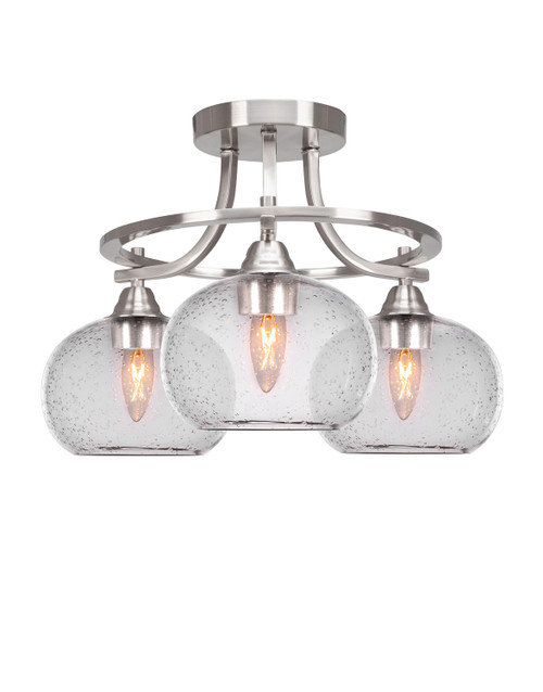 Toltec Lighting - 3417-BN-202 - Three Light Semi-Flush Mount - Paramount - Brushed Nickel
