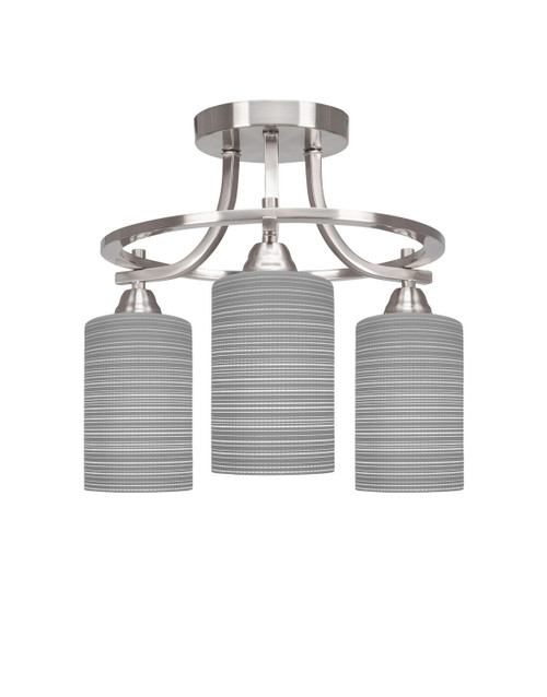 Toltec Lighting - 3417-BN-4062 - Three Light Semi-Flush Mount - Paramount - Brushed Nickel