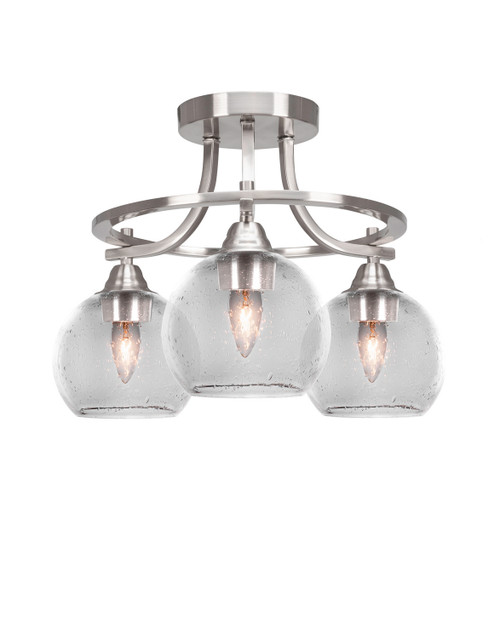 Toltec Lighting - 3417-BN-4100 - Three Light Semi-Flush Mount - Paramount - Brushed Nickel