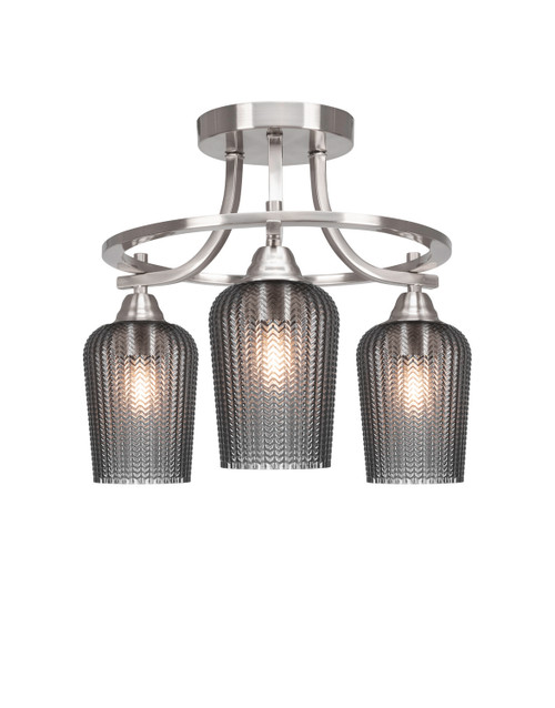 Toltec Lighting - 3417-BN-4252 - Three Light Semi-Flush Mount - Paramount - Brushed Nickel