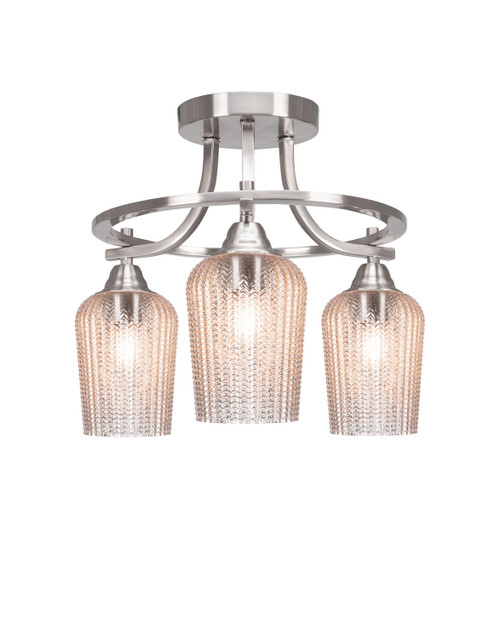 Toltec Lighting - 3417-BN-4253 - Three Light Semi-Flush Mount - Paramount - Brushed Nickel