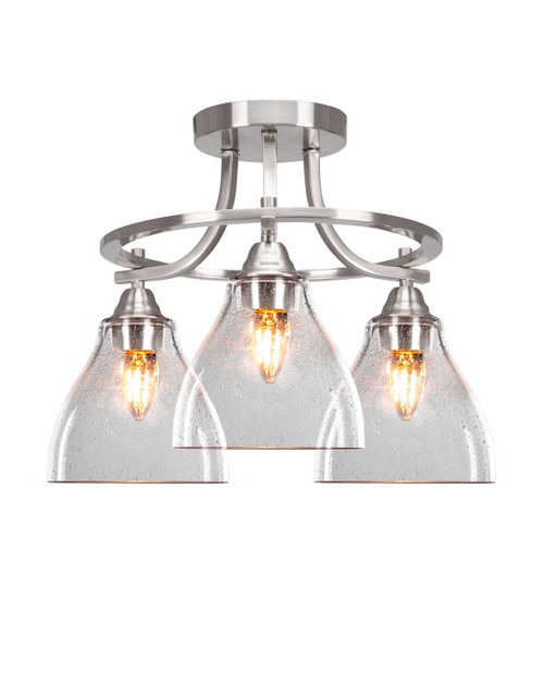 Toltec Lighting - 3417-BN-4760 - Three Light Semi-Flush Mount - Paramount - Brushed Nickel