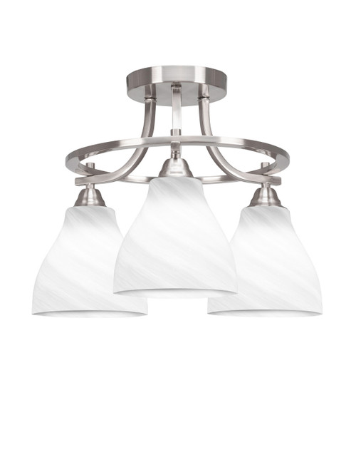 Toltec Lighting - 3417-BN-4761 - Three Light Semi-Flush Mount - Paramount - Brushed Nickel