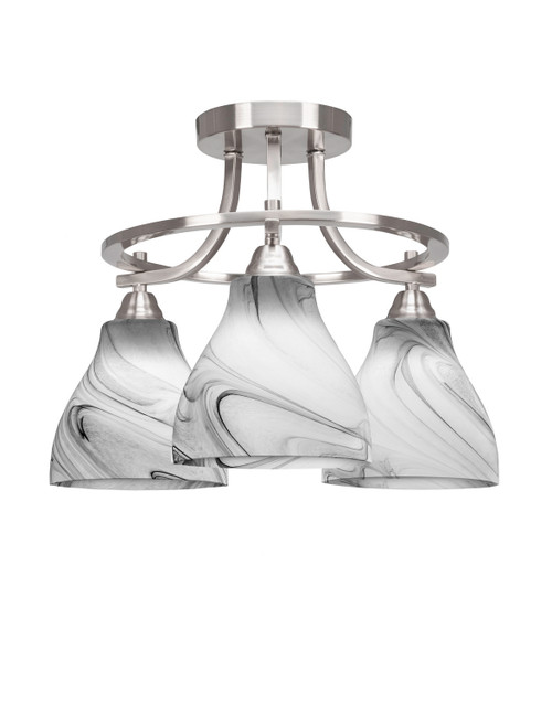 Toltec Lighting - 3417-BN-4769 - Three Light Semi-Flush Mount - Paramount - Brushed Nickel