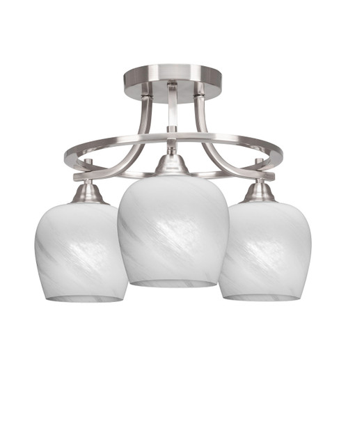 Toltec Lighting - 3417-BN-4811 - Three Light Semi-Flush Mount - Paramount - Brushed Nickel