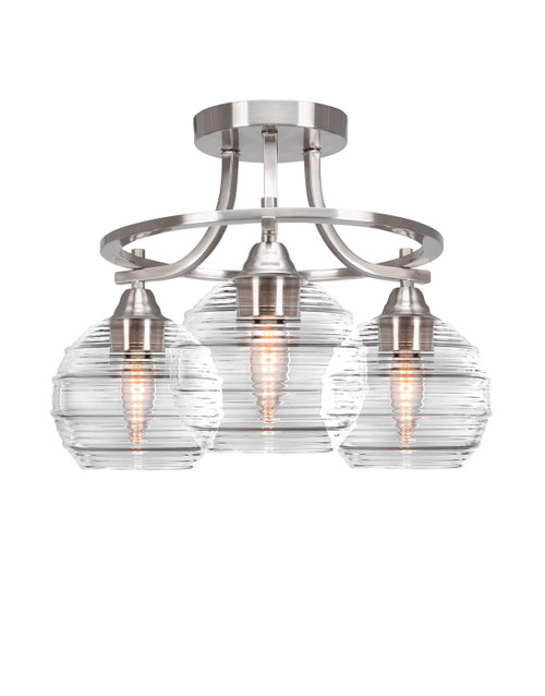 Toltec Lighting - 3417-BN-5110 - Three Light Semi-Flush Mount - Paramount - Brushed Nickel