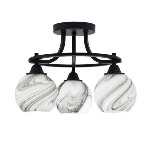 Toltec Lighting - 3417-MB-4109 - Three Light Semi-Flush Mount - Paramount - Matte Black