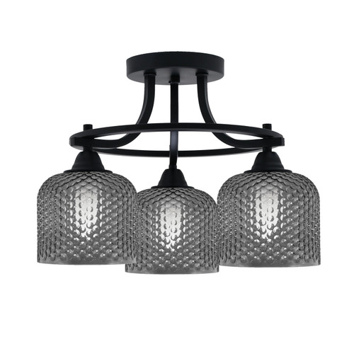 Toltec Lighting - 3417-MB-4612 - Three Light Semi-Flush Mount - Paramount - Matte Black