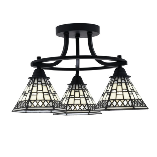 Toltec Lighting - 3417-MB-9105 - Three Light Semi-Flush Mount - Paramount - Matte Black