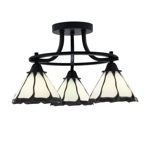 Toltec Lighting - 3417-MB-9125 - Three Light Semi-Flush Mount - Paramount - Matte Black