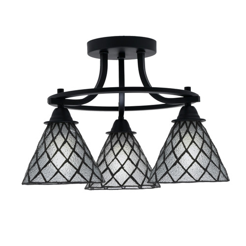 Toltec Lighting - 3417-MB-9185 - Three Light Semi-Flush Mount - Paramount - Matte Black